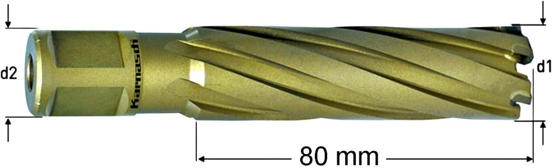 KARNASCH 201650041 Hard-Line80 Kernbohrer mit Hartmetall, Weldon-Griff, 41 mm Schnittdurchmesser, 80