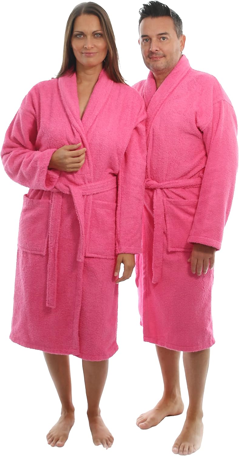 Bademantel für Damen, Herren, Unisex, Frottee 100% Baumwolle 400 gr, Flauschig, Kuschelig, Bunt, Lei
