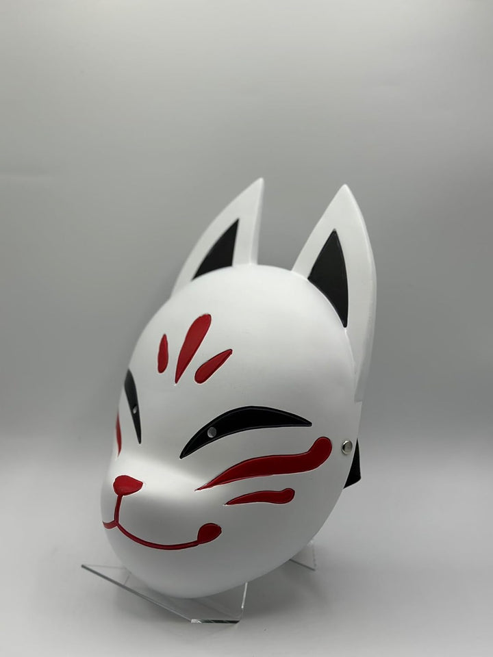 Kitsune Fuchsmaske aus Harz – Japanische Shinto-Inspiration – Handgefertigt – Anime Stil – Kostümart