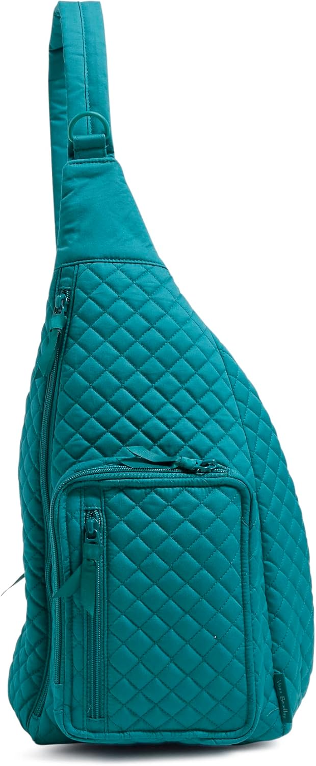 Vera Bradley Damen Iconic Sling Backpack, Signature Cotton Schlingenrucksack Forever Green - Recycel