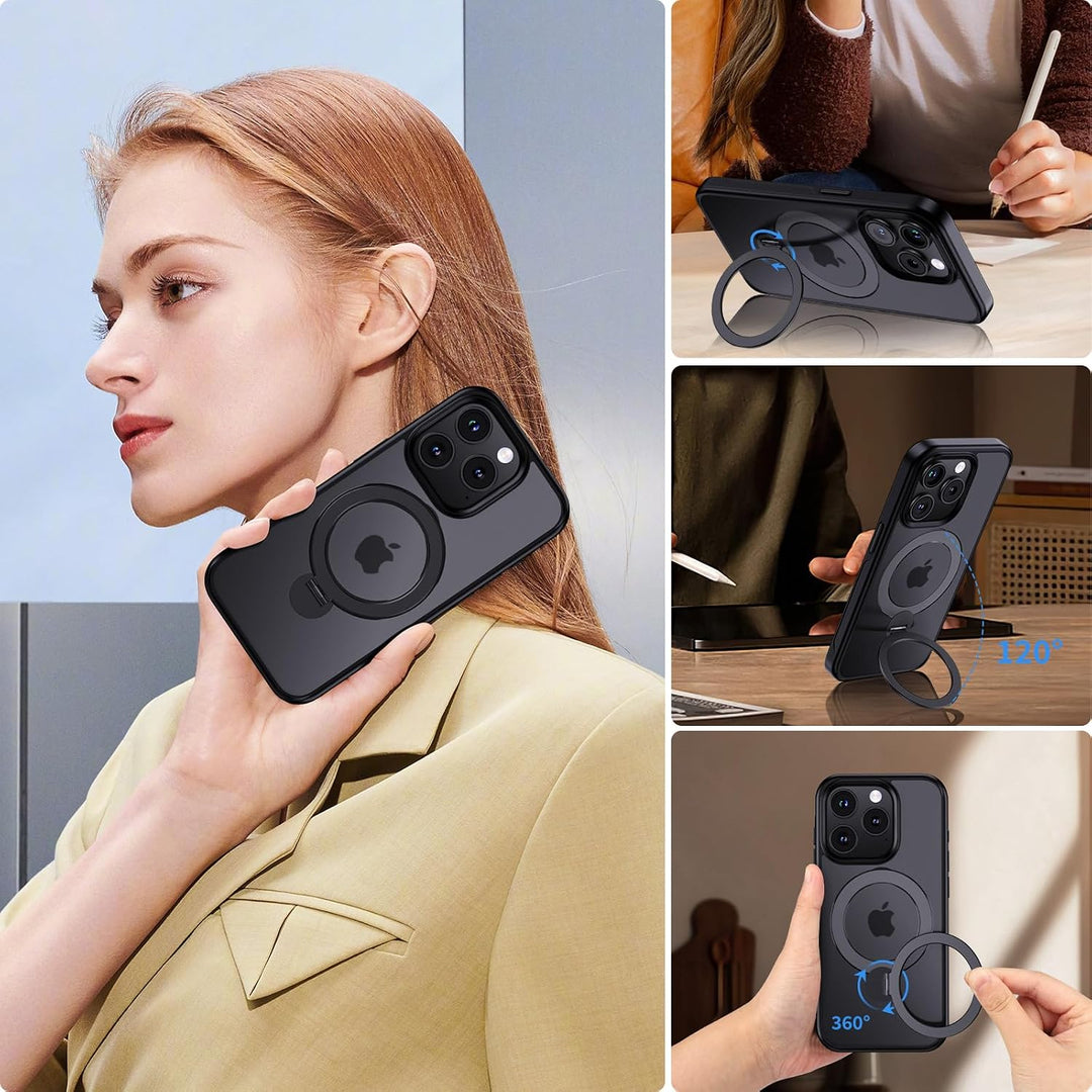 XINKAE Hülle iPhone 15 Pro Handyhülle mit Magsafe Dreh Ständer Halter Schutzhülle iPhone 15 Pro mit