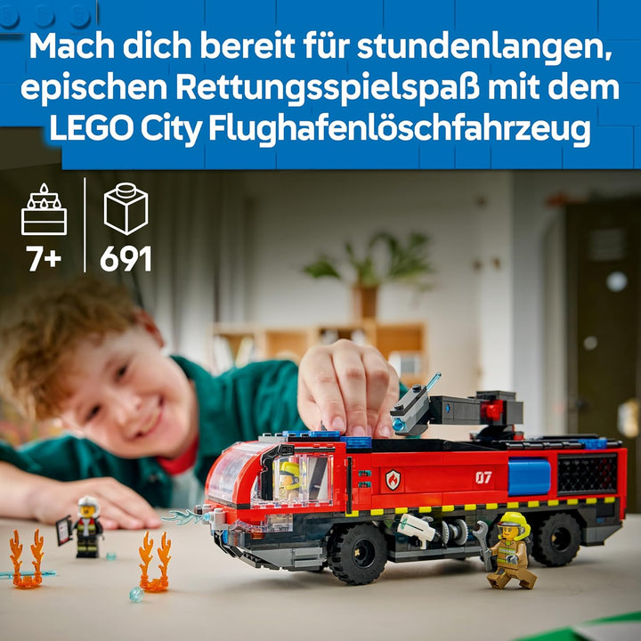 LEGO City Flughafenlöschfahrzeug - Spielzeug Einsatzfahrzeug - Modellbau mit 4 Feuerwehr Minifiguren