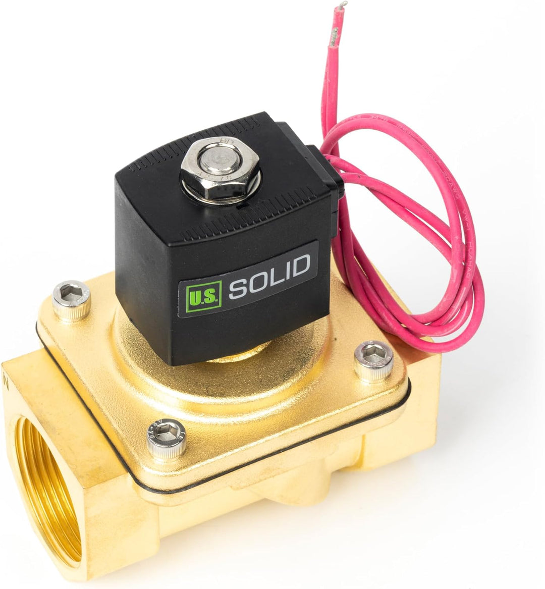 U.S. Solid 1-1/4" Magnetventil - Messing AC 230V mit Viton-Dichtung, stromlos geschlossen, Bleidraht