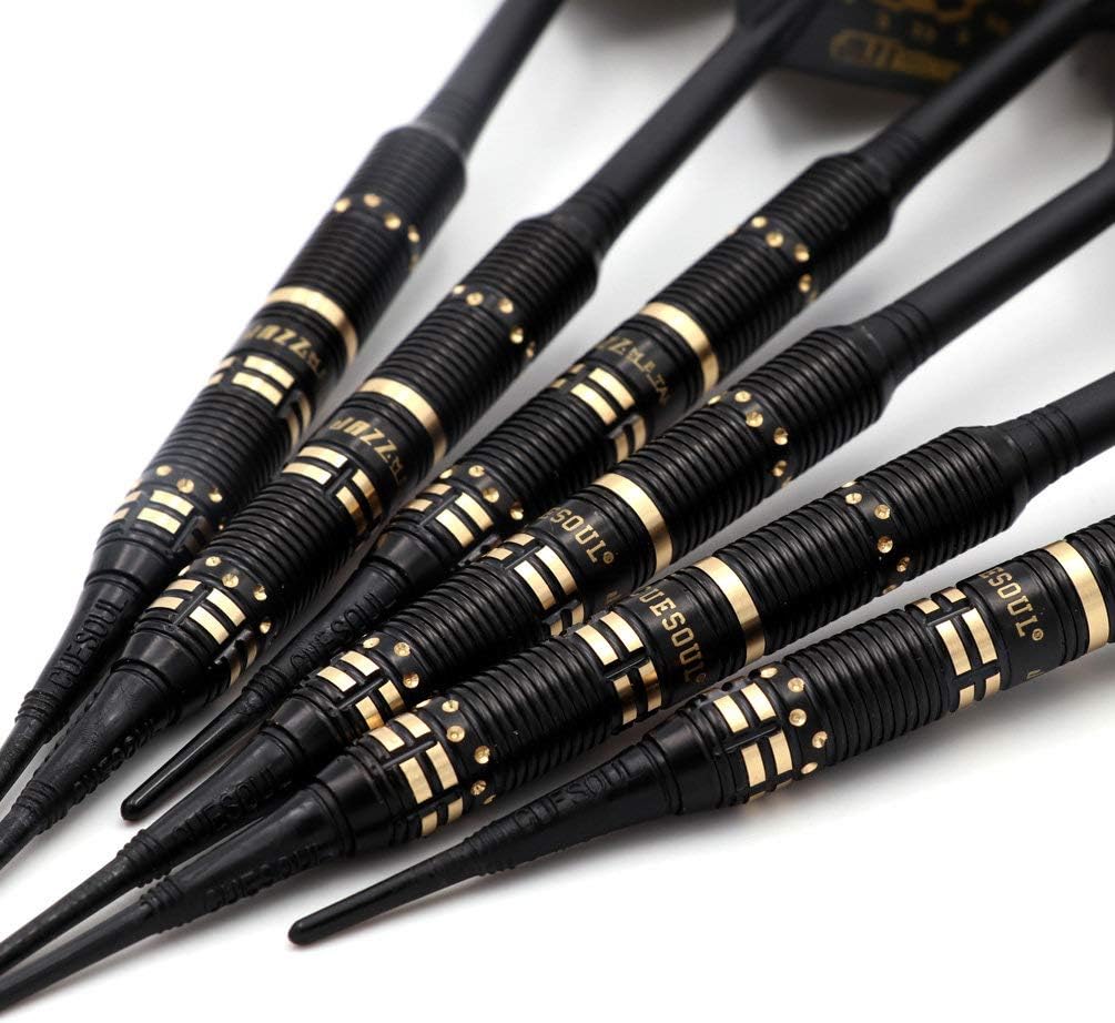 CUESOUL Jazz-METAL 19g Soft Tip Dart Set aus schwarz beschichtetem Messing mit integrierten AK5 Flig