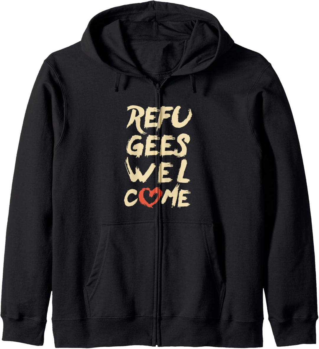 Refugees Welcome mit Herz Statement Kapuzenjacke