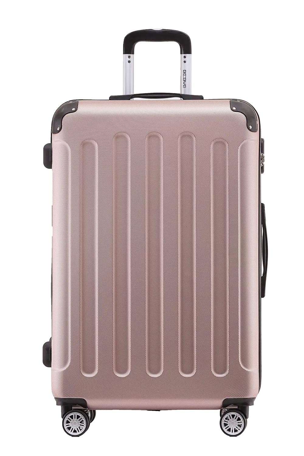 BEIBYE- Hartschalenkoffer Koffer Trolley Rollkoffer Reisekoffer Zahlenschloss 4 Zwilings-Rollen (Ros