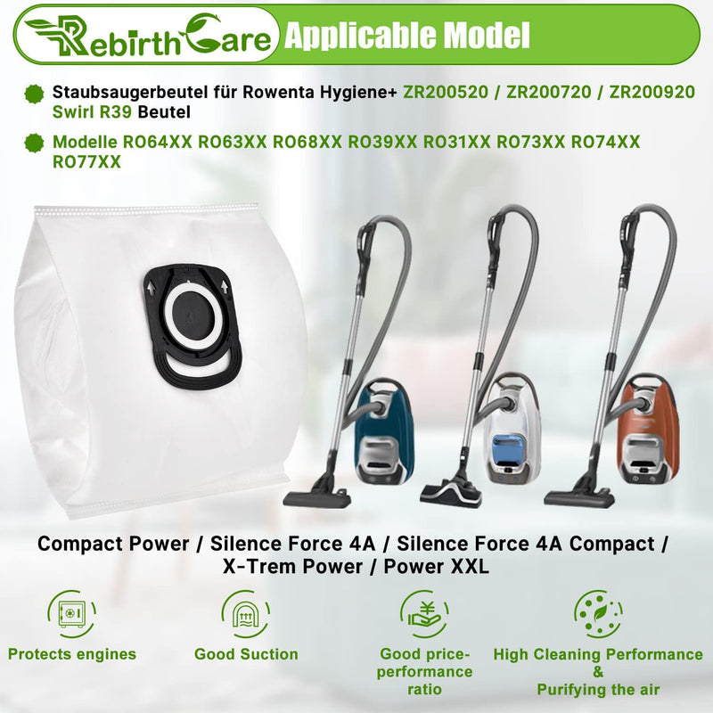 Rebirthcare 15 Stück ZR200520 R39 Beutel für Rowenta Compact Power RO31 RO77 RO64 RO74 RO39 Staubbeu