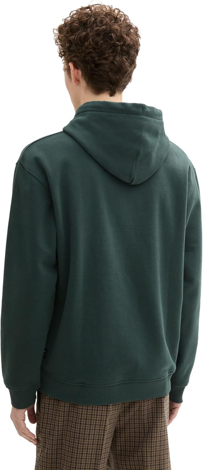 TOM TAILOR Denim Herren Hoodie Sweatshirt mit Logo-Print S 10362 - Dark Gable Green, S 10362 - Dark