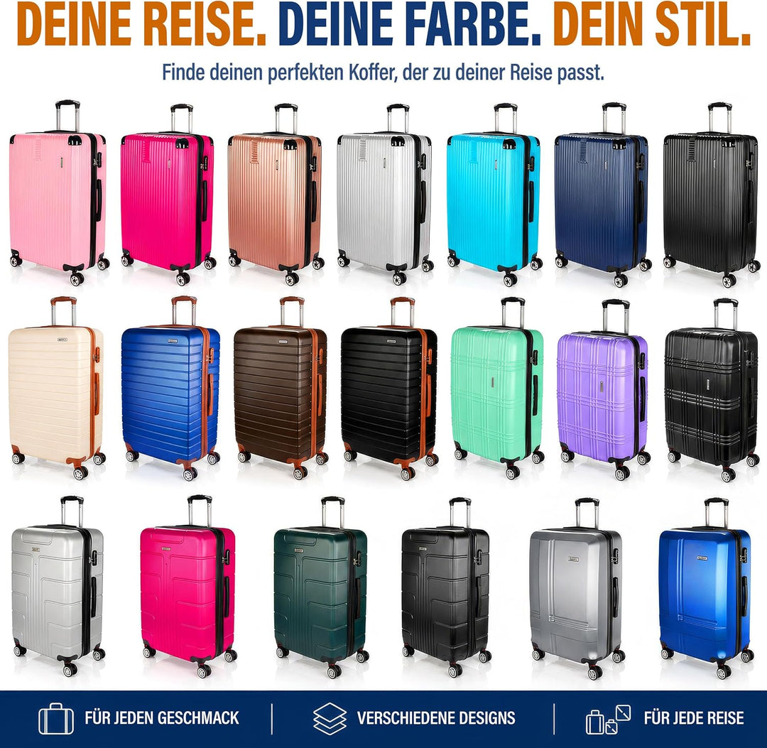 BRUBAKER Handgepäck Koffer Paris - Reisekoffer Trolley mit Zahlenschloss, 4 Rollen und Komfort Trage