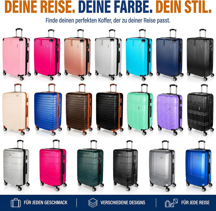 BRUBAKER Handgepäck Koffer Paris - Reisekoffer Trolley mit Zahlenschloss, 4 Rollen und Komfort Trage