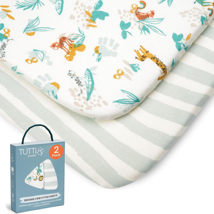 Tutti Bambini Spannbettlaken Beistellbett (2er-Pack) - Atmungsaktiver Bambus-Jersey - Spannbetttuch