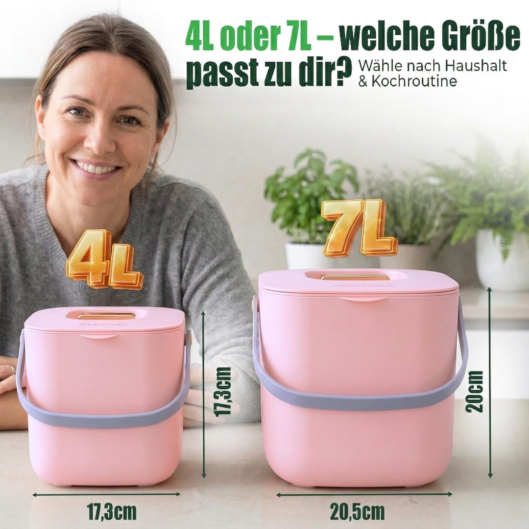 YourCasa Biomülleimer Küche 7L - Komposteimer mit herausnehmbarem Sieb & Deckel - geruchsdicht, spül