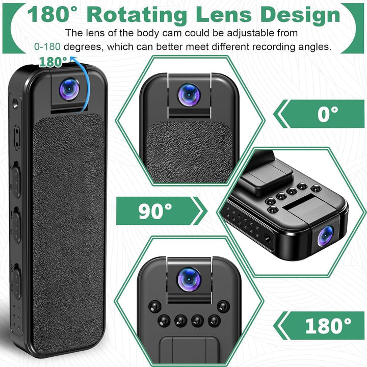 ZeiLaBang Kakadi 1080P Mini-Körperkamera,Tragbare Bodycam,Tragbarer Polizei-Camcorder,Audio Video Au