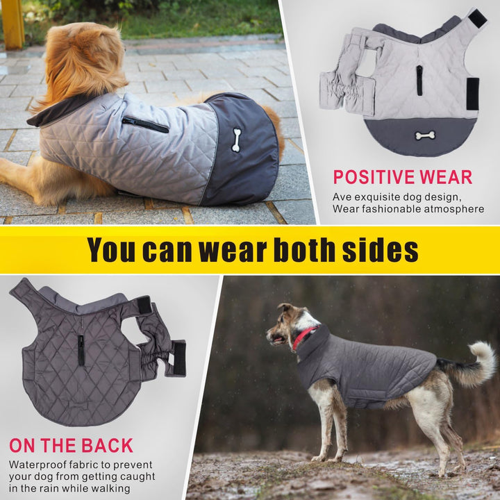 Idepet Winddichter Hundemantel Winter Warme Jacke,Anti-Schneeanzug Hundebekleidung für kleine mittel