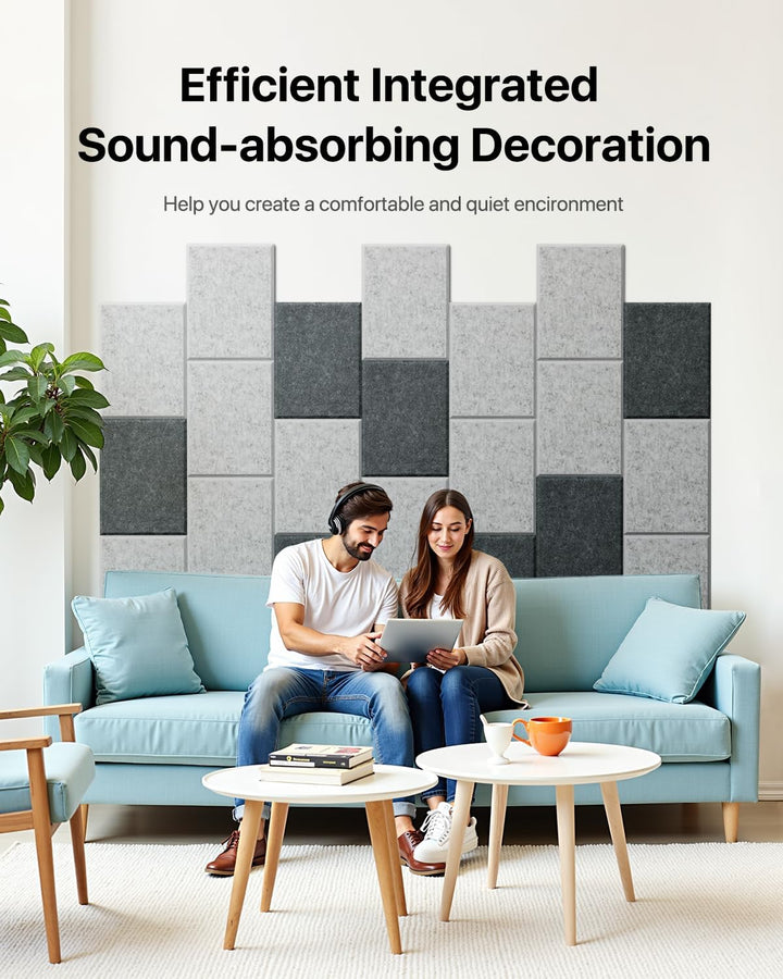 Soundsbay Akustikplatten Selbstkleben 12 Stück, Schallabsorber, Schalldämmung Schallschutz Wand hohe