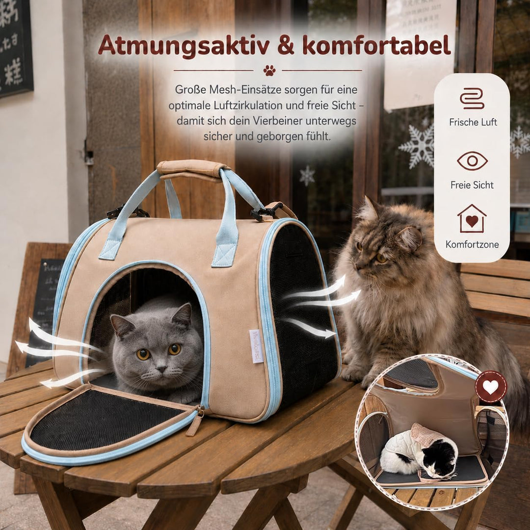 Katzentransportbox Hundetasche Kleine Hunde bis 6kg [Faltbar] Transportbox Katze Welpen Hundebox mit