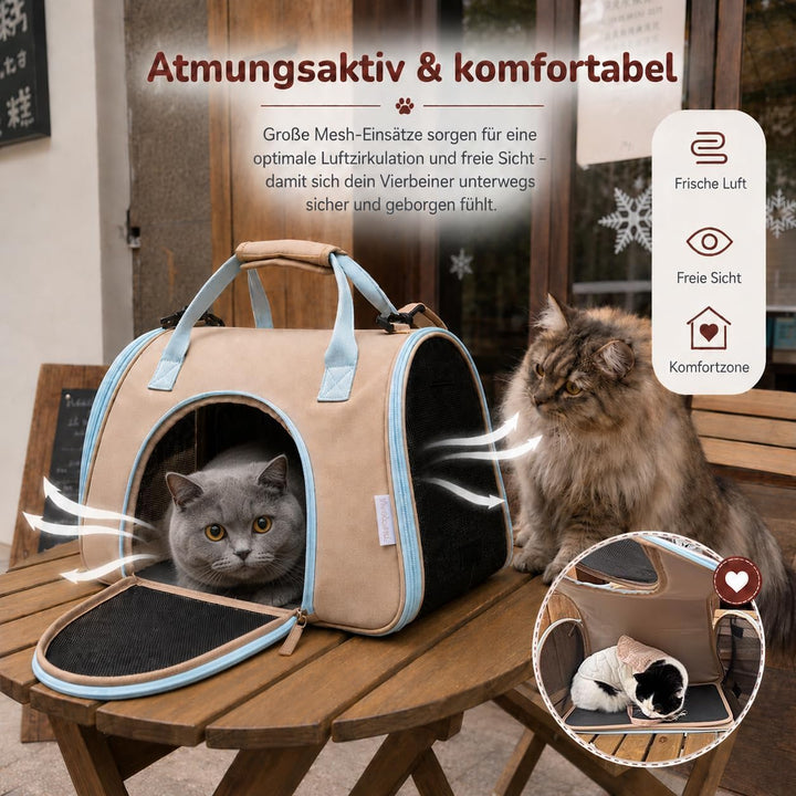 Katzentransportbox Hundetasche Kleine Hunde bis 6kg [Faltbar] Transportbox Katze Welpen Hundebox mit