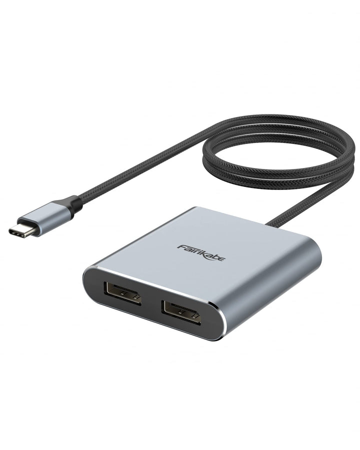 fairikabe USB C auf Dual DisplayPort MST Hub Splitter, USB Typ C auf Dual 4K@60Hz 2X DisplayPort 1.2