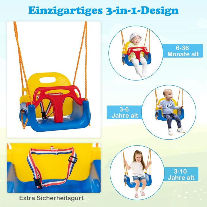 COSTWAY Schaukel mit Gestell Outdoor, Schaukelgestell Metall mit Erdspiessen | Schaukelgerüst mit Ne