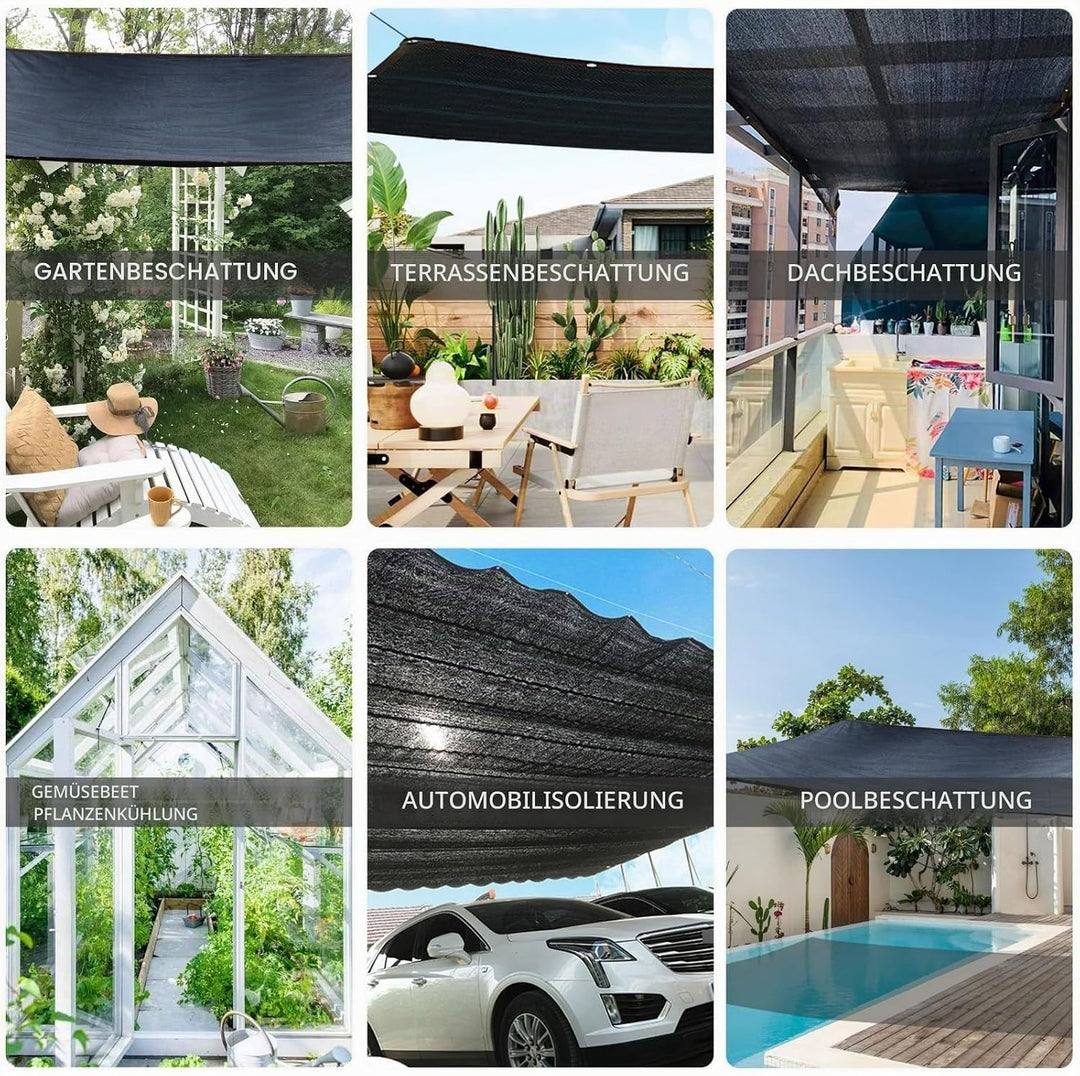 Schattierungsnetz Schattennetz Mit ösen, Sonnenschutznetz Garten Schwarz 6-PIN 80% Leicht und Haltba