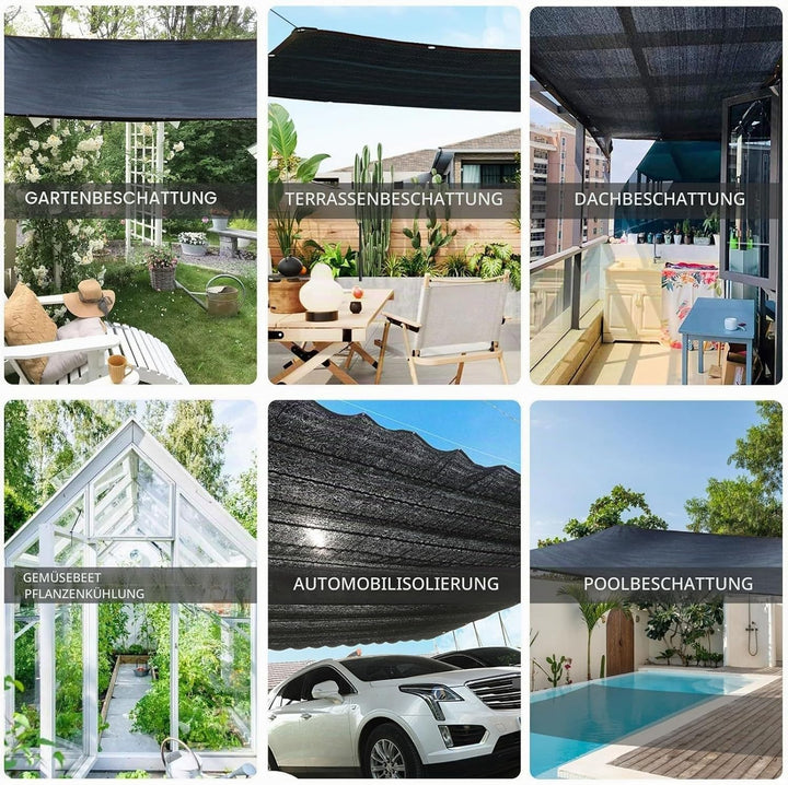 Schattierungsnetz Schattennetz Mit ösen, Sonnenschutznetz Garten Schwarz 6-PIN 80% Leicht und Haltba