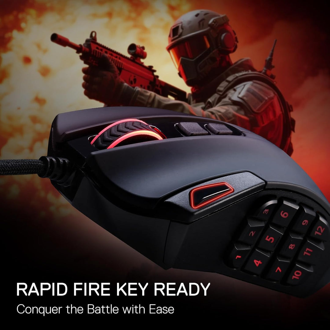 Redragon M921 MMO Gaming-Maus, 12400 DPI hochpräzise kabelgebundene RGB-Maus mit 18 programmierbaren