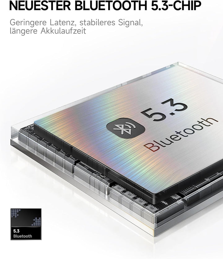 Picun B8 Bluetooth Over Ear Kopfhörer, 120H Spielzeit mit 3 EQ Modi, Niedrige Latenz, Freisprecheinr