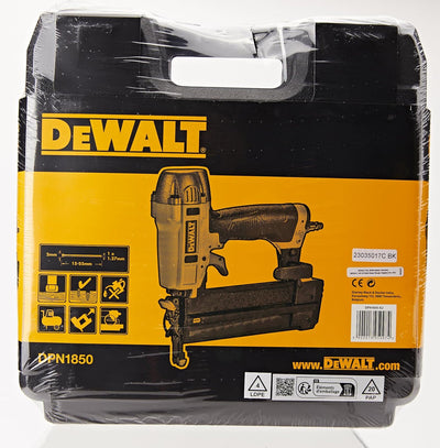 Dewalt DPN1850-XJ DPN1850 Druckluft Nagler ölfrei wartungsfrei 18G 15-50mm mit Koffer, Yellow, m