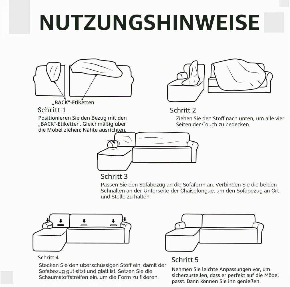 ShowyLive Sofa Überwürfe Sofa Überzug Couch Überzug 2er Set für Sofa Universal Waschbar Sofaüberwurf