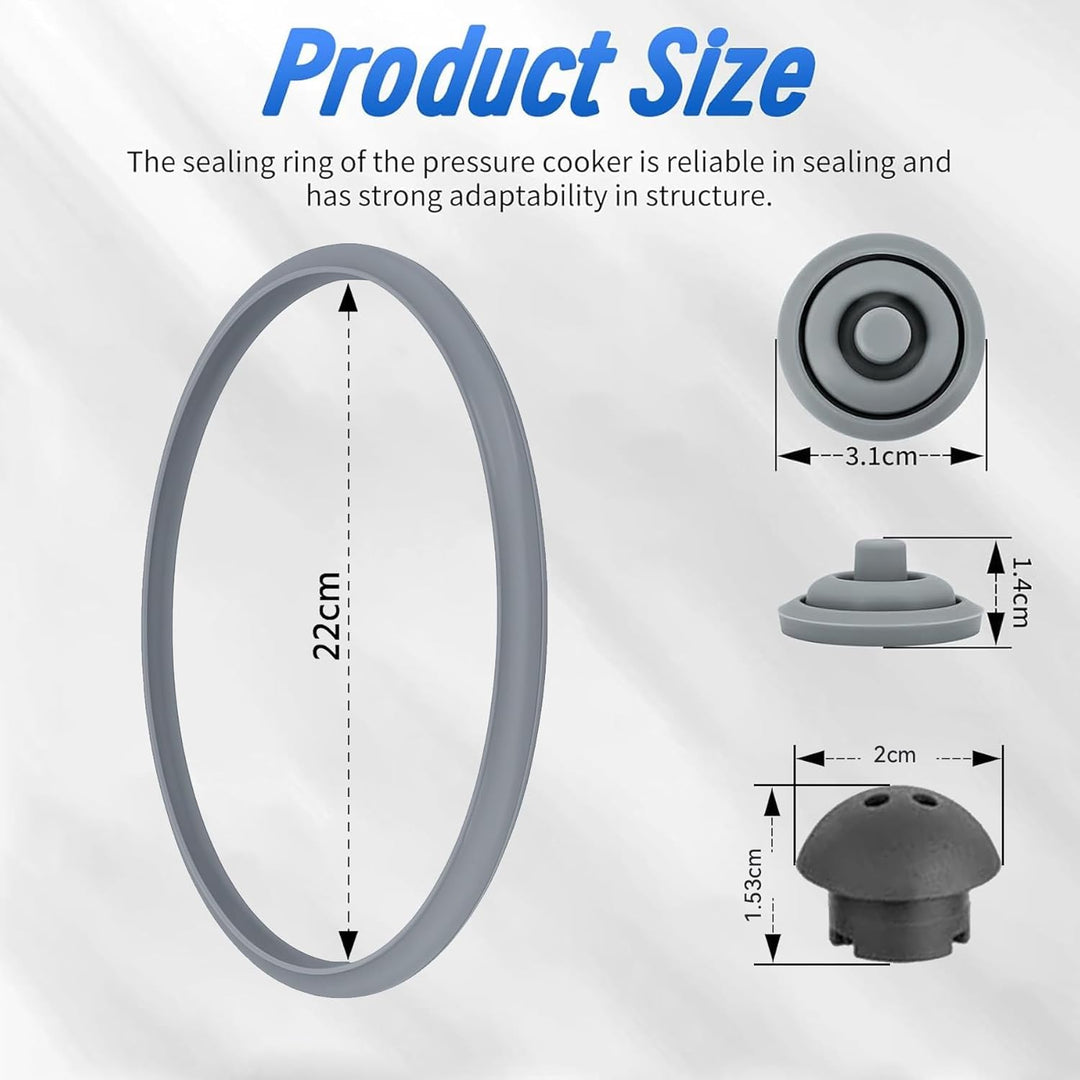 3-in-1 Ersatzteile-Set für WMF Schnellkochtopf Perfect & Perfect Plus - 22 cm Dichtungsring, Hauptve