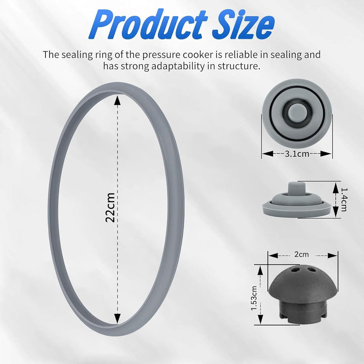 3-in-1 Ersatzteile-Set für WMF Schnellkochtopf Perfect & Perfect Plus - 22 cm Dichtungsring, Hauptve
