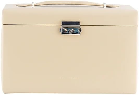 Friedrich23 Cordoba Schmuckkoffer Beige – Leder 24x15,5x15 cm, Schmuckbox für Ringe, Ketten, Ohrring