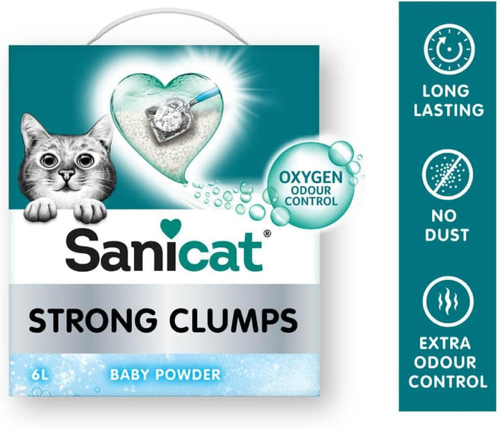 Sanicat – Ultra-klumpende Katzenstreu mit Talkpuderduft | Sofortige Bildung kompakter Klumpen | Geru