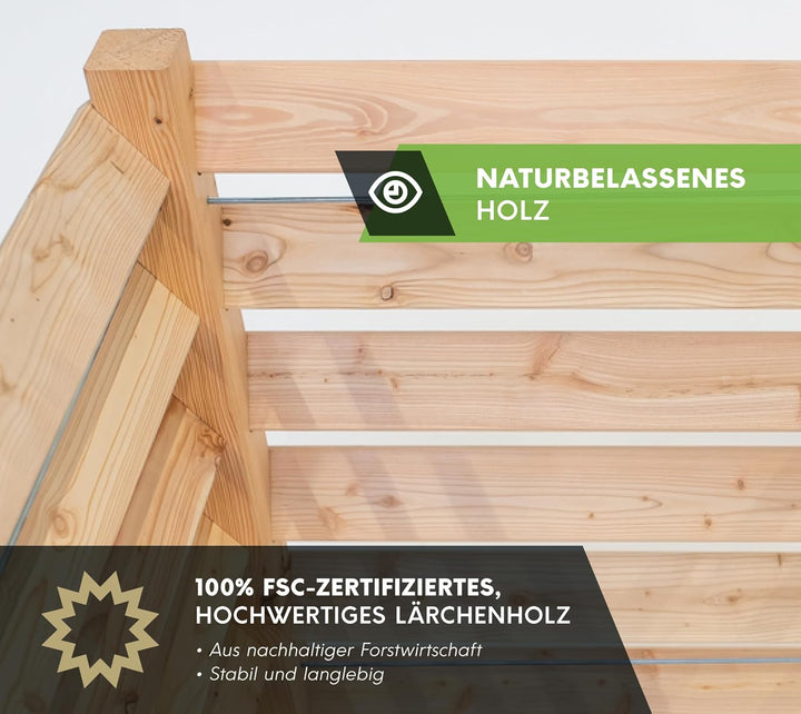 Westmann Holz Komposter Konni S | Lärchenholz FSC-Zertifiziert | Robustes & wartungsarmes Holz | Nat
