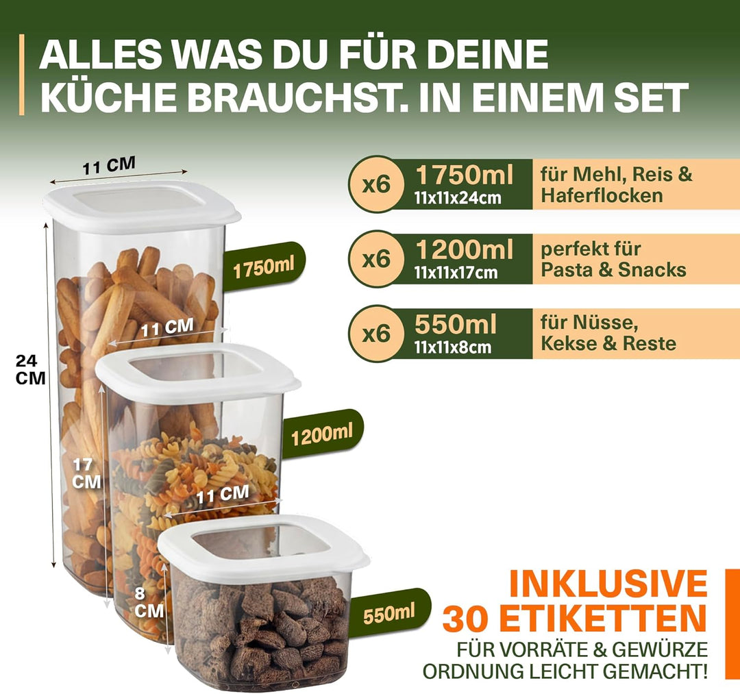 Viwares luftdichte Vorratsdosen mit Deckel | 18er Vorratsbehälter Set | BPA-FREI | Zur Müsli Mehl un