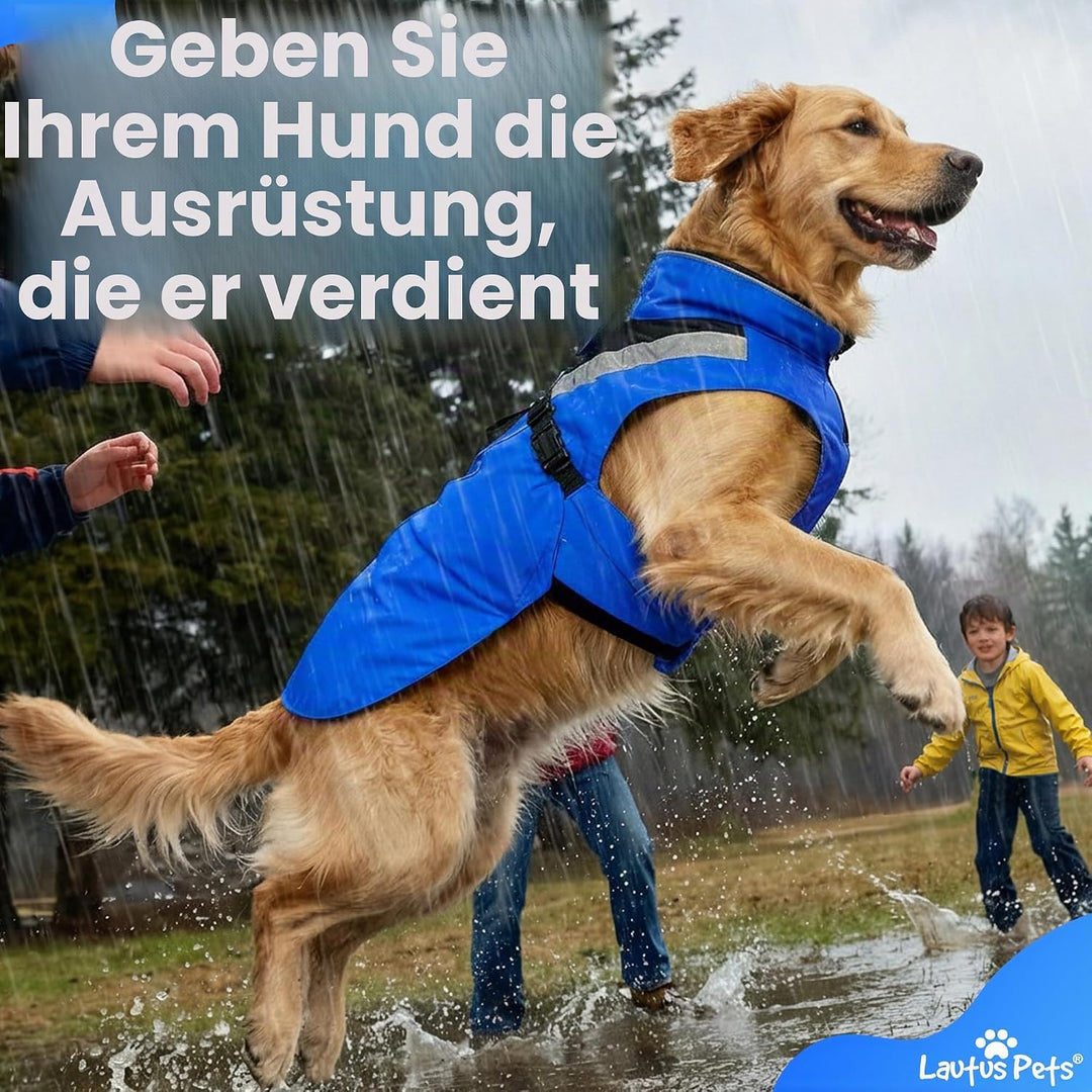 Wasserdichter Hunderegenmantel, reflektierenden Sicherheitsstreifen & Leinenöffnung – Leichte, Jacke