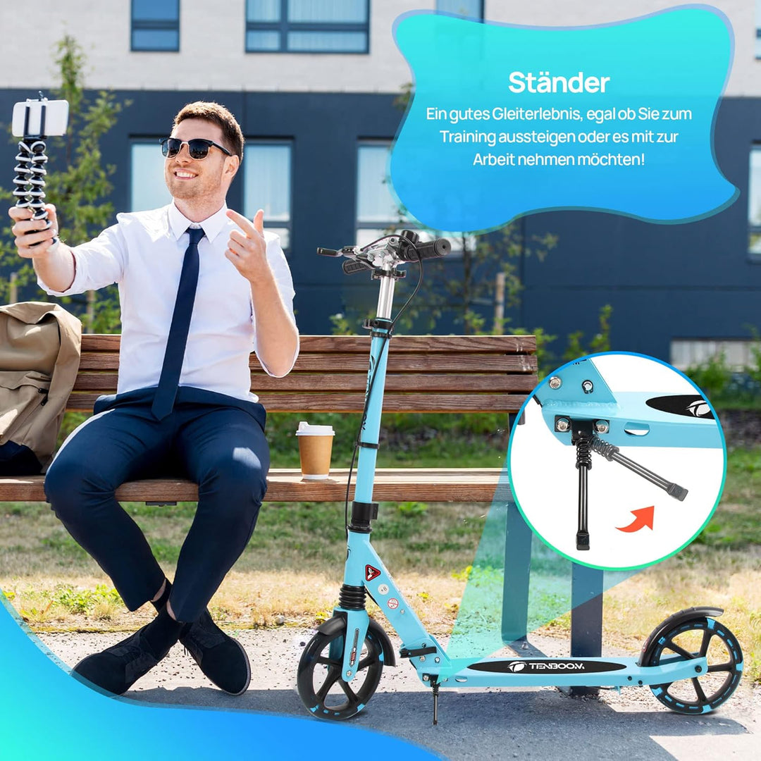 TENBOOM Roller Kinder 10 Jahre, Aluminium Tretroller klappbar Cityroller Höhenverstellbar, Roller Ki
