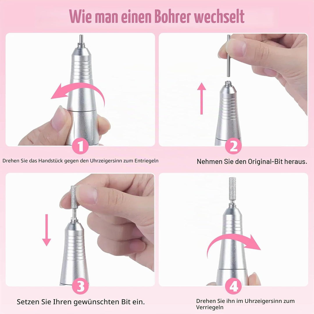Elektrische Nagelfräser-45000 U/Min,12 in 1 Fräser Nägel Professioneller Set, LCD-Display,Verstellba