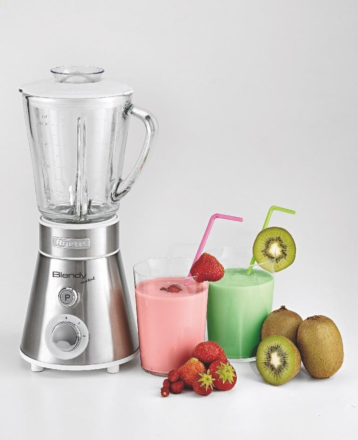 Ariete 561 Blendy Metal - Mixer mit Edelstahlklingen - Glasbecher 800 ml - 2 Geschwindigkeiten + Pul
