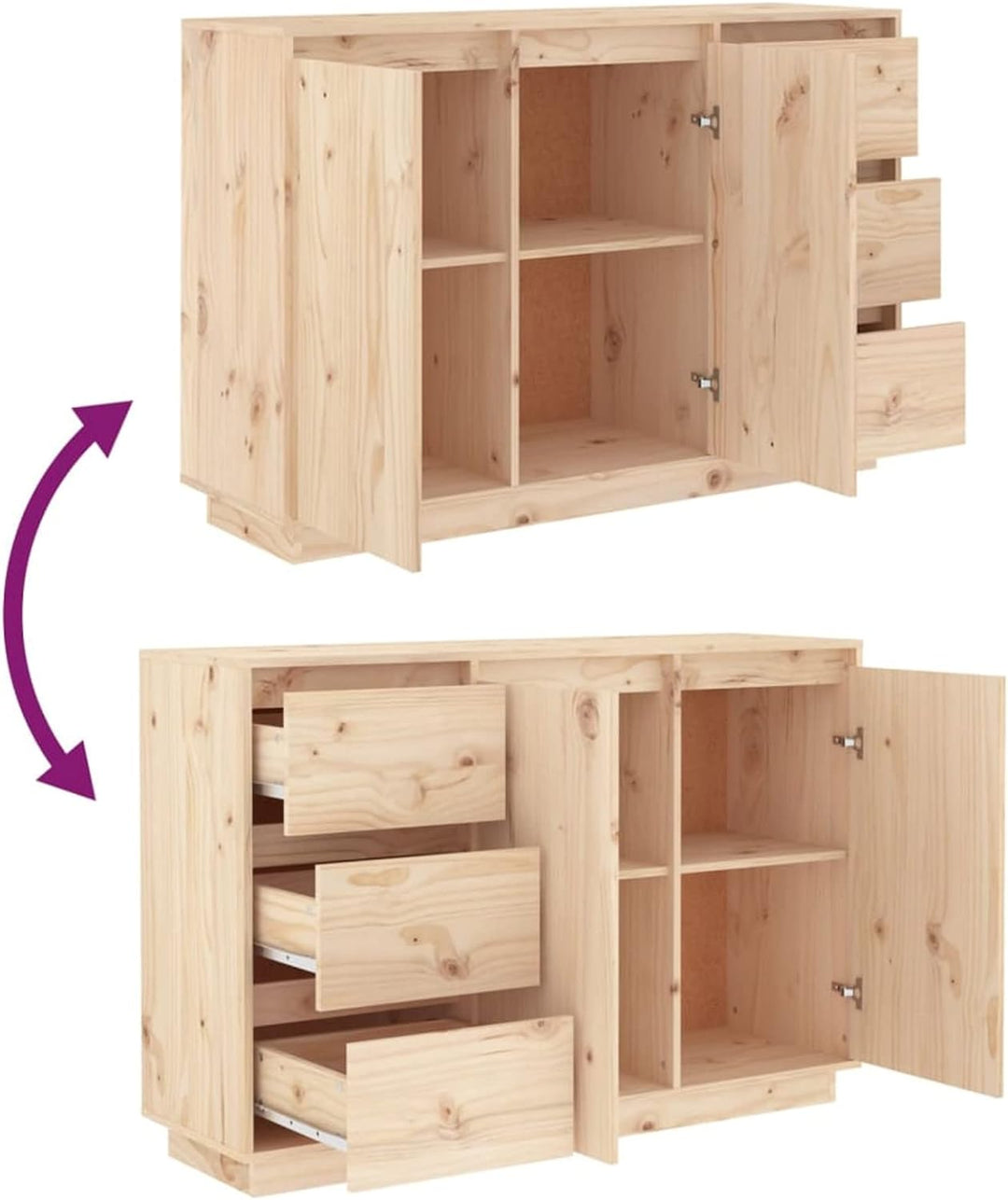 Gecheer Sideboard mit 2 Türen und 3 Schubladen Beistellschrank Flurschrank Kommode Standschrank Mehr