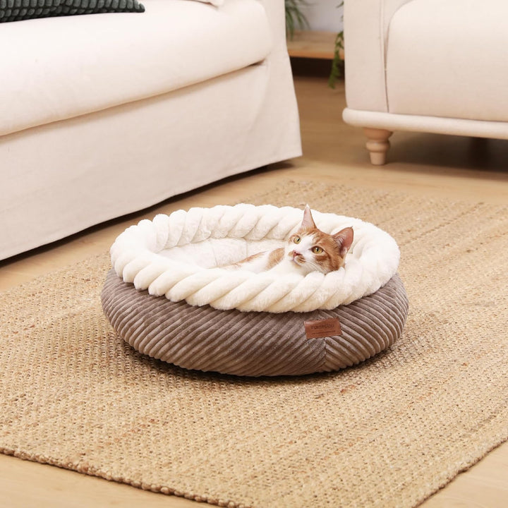 FUKUMARU Katzenbett waschbar Katzen Bettchen, 55x55x21cm Katzenkorb mit erhöhtem Rand, weiches Bett