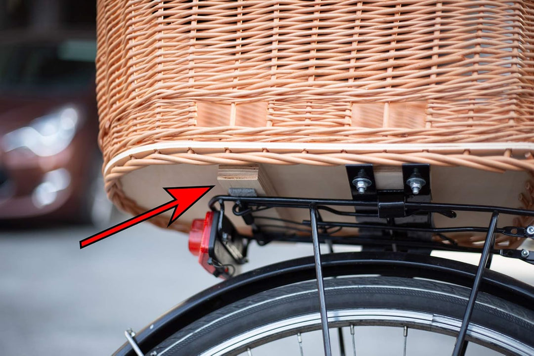 Tigana Hundefahrradkorb für Gepäckträger aus Weide Natur 60 x 39 cm Gitter Tierkorb Hinterradkorb Hu