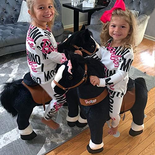 PonyCycle Offizielle Klassisch U-Serie Reiten auf Pferd Spielzeug Plüsch Lauftier Schwarzes Pferd fü