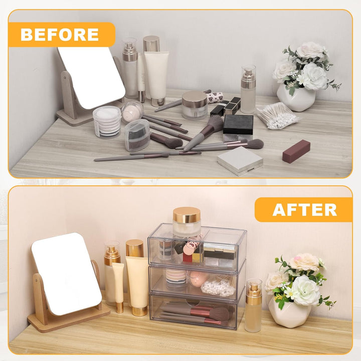 Hejo 3 Stück Acryl Kosmetik Organizer, Make up Organizer, Schminktisch Organizer, Schubladen Organiz
