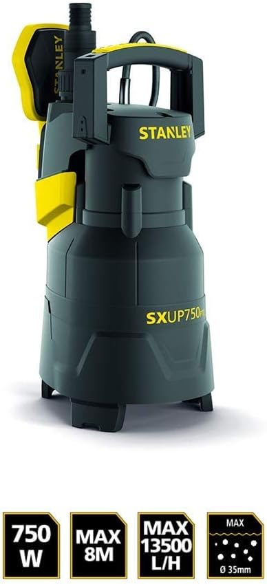 Stanley Tauchpumpe SXUP750PTE für Klar- und Schmutzwasser (750 W,max. Förderleistung 13.500 l/h, max