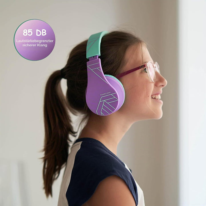 PowerLocus Bluetooth Kopfhörer Kinder, Kinderkopfhörer Over-Ear mit 85dB Lautstärkebegrenzung, Faltb