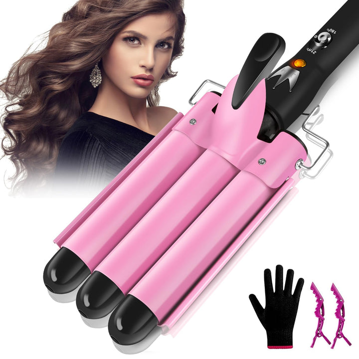 Lockenstab 3 Fässer LAYADO Welleneisen 25mm Grosse Welle Welleneisen für Haare Beach Waves Schnelle