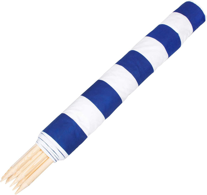 SPRINGOS Windschutz Strand Sichtschutz Blickschutz 6 m 8 m 10 m 12 m 15 m 8 m, weiss-dunkelblau, 8 m