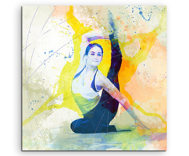 Yoga III 60x60cm Wandbild SPORTBILD Aquarell Art tolle Farben von Paul Sinus