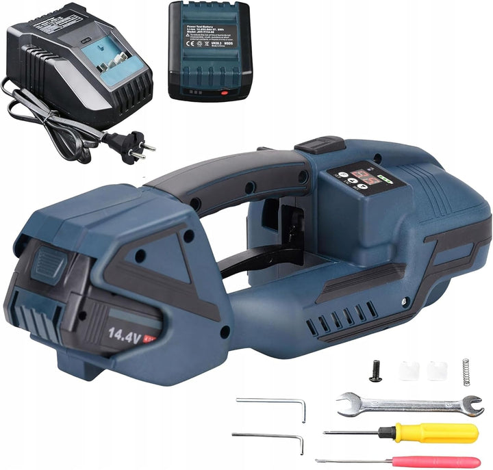 Elektrische Umreifungsmaschine für PET &amp; PP 13–16 mm, Akku-Umreifungsgerät 900–3200 N, 4000 mAh, Dig
